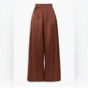 STAUD Caleb Satin Wide-leg Pants In Brown size 0 NWT